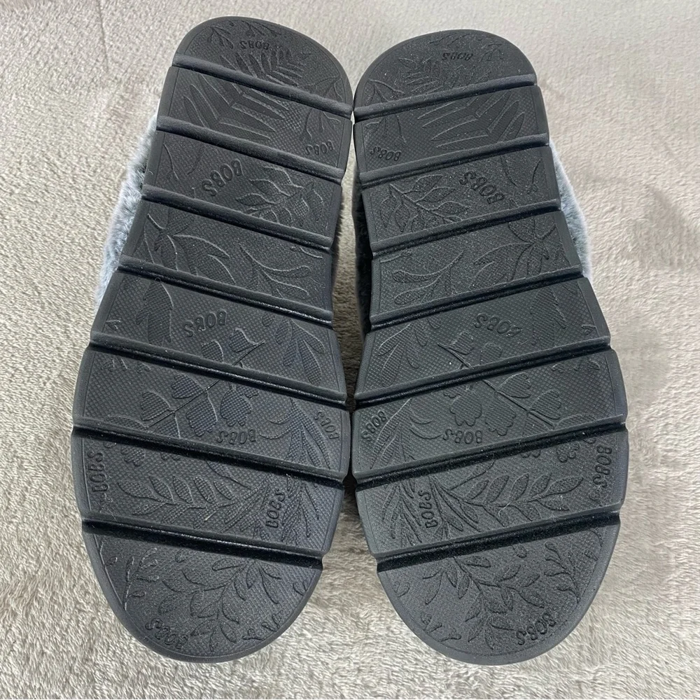 BOBS from Skechers Keepsakes Clogs Womens Size 8 Gray Fur Cable Knit Slipper NEW - Picture 9 of 9